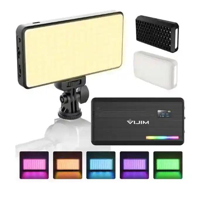Ulanzi VIJIM VL196 RGB LED Video Light with Adjustable Stand, 2500K-9000K Full Color 20 Lighting Effect Modes Ultra Bright Lighting with Soft Light Board and Honeycomb Frame